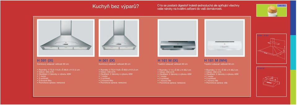 73,3-11,8 x 89,9 x H 51,5 V kon: 0 m 3 /h Osvûtlení: 2 Ïárovky o v konu 0W 1 motor 3 rychlosti 3 kovové filtry Povrchová úprava: Rozmûry: V 73,3-11,8 x 59,9 x H 51,5 V kon: 0 m 3 /h Osvûtlení: 2