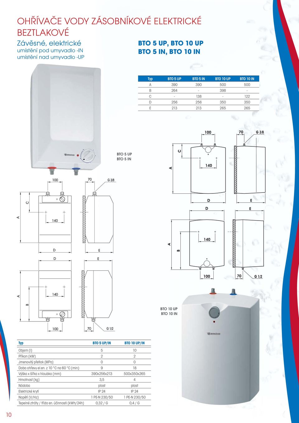 UP/IN Objem [l] 5 10 Příkon [kw] 2 2 Jmeno