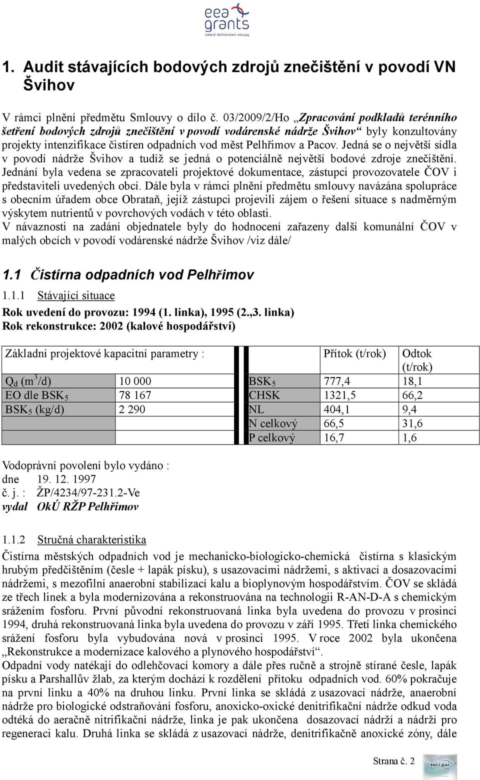 Jedná se o největší sídla v povodí nádrže Švihov a tudíž se jedná o potenciálně největší bodové zdroje znečištění.