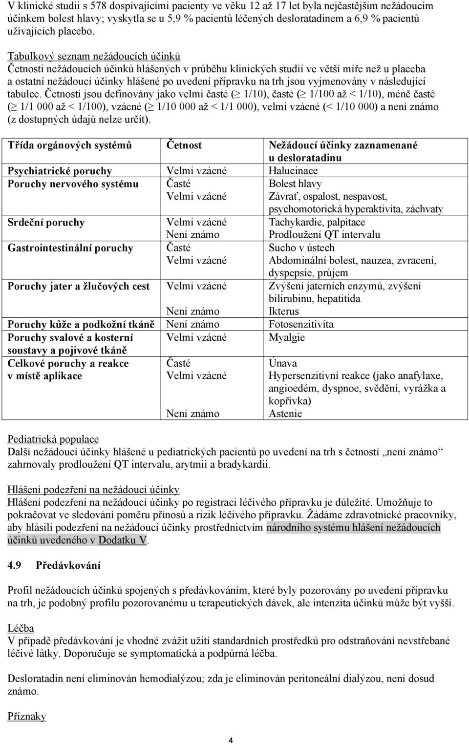 Tabulkový seznam nežádoucích účinků Četnosti nežádoucích účinků hlášených v průběhu klinických studií ve větší míře než u placeba a ostatní nežádoucí účinky hlášené po uvedení přípravku na trh jsou