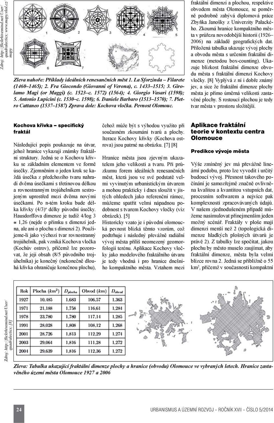 Daniele Barbaro (1513 1570); 7. Pietro Cattaneo (1537 1587) Zprava dole: Kochova vločka. Pevnost Olomouc.