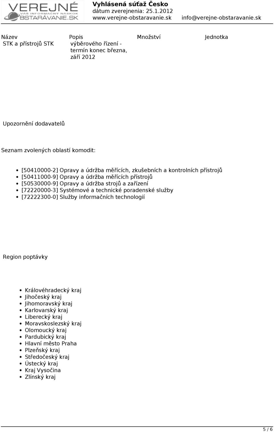 [72220000-3] Systémové a technické poradenské služby [72222300-0] Služby informačních technologií Region poptávky Královéhradecký kraj Jihočeský kraj Jihomoravský kraj