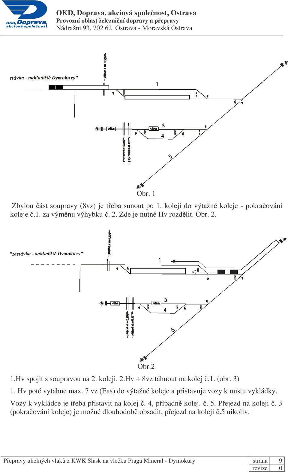 7 vz (Eas) do výtažné koleje a pistavuje vozy k místu vykládky. Vozy k vykládce je teba pistavit na kolej. 4, pípadn kolej.. 5.