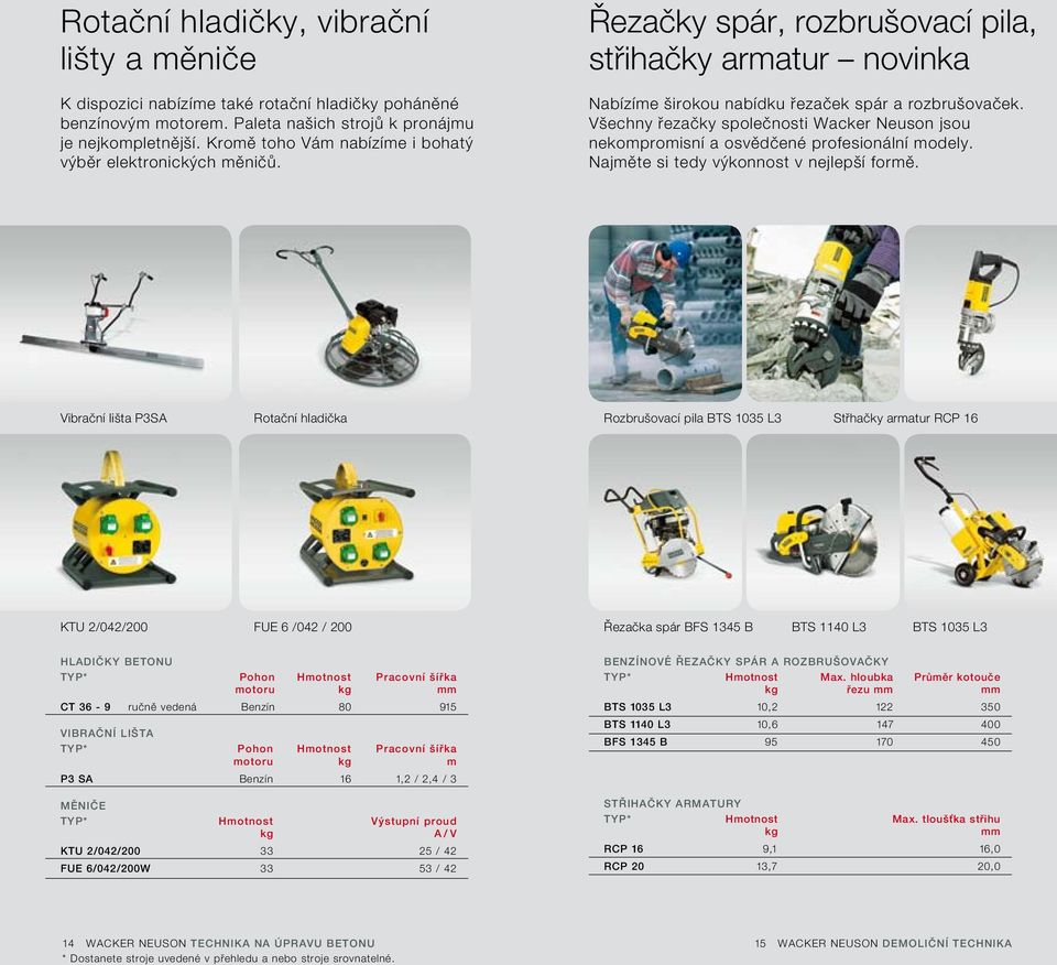 V echny fiezaãky spoleãnosti Wacker Neuson jsou nekompromisní a osvûdãené profesionální modely. Najmûte si tedy v konnost v nejlep í formû.