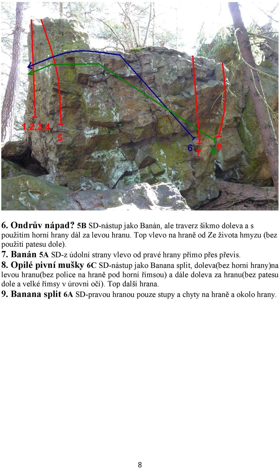 8. Opilé pivní mušky6c SD-nástup jako Banana split, doleva(bez horní hrany)na levou hranu(bez police na hraně pod horní římsou) a dále