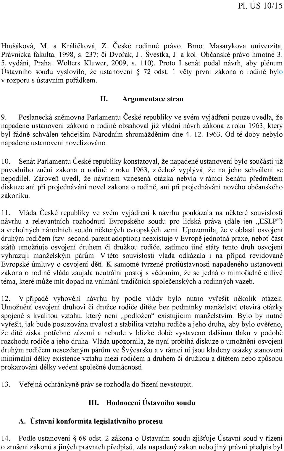 II. Argumentace stran 9.