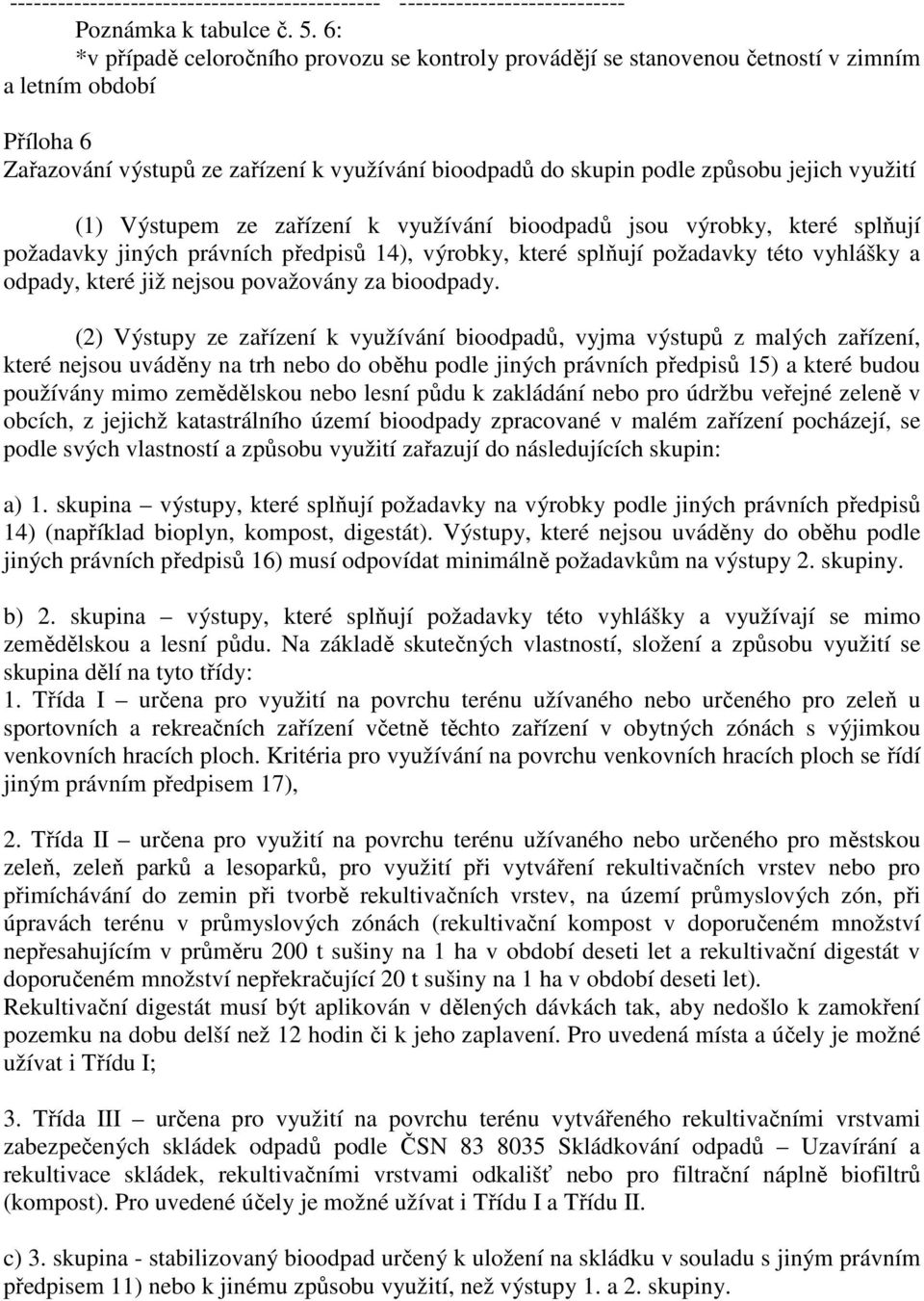 využití (1) Výstupem ze zařízení k využívání bioodpadů jsou výrobky, které splňují požadavky jiných právních předpisů 14), výrobky, které splňují požadavky této vyhlášky a odpady, které již nejsou