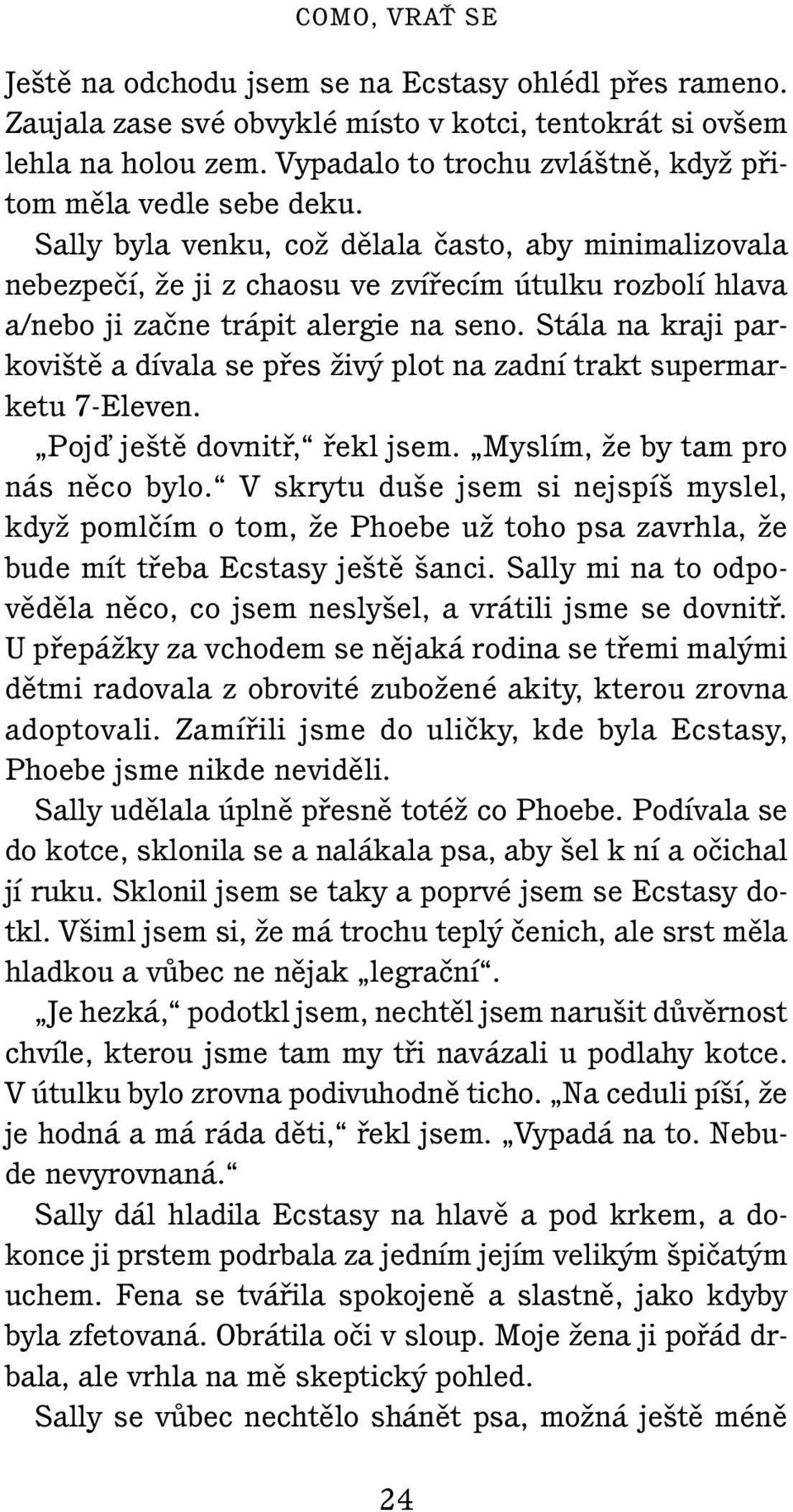 Sally byla venku, coï dûlala ãasto, aby minimalizovala nebezpeãí, Ïe ji z chaosu ve zvífiecím útulku rozbolí hlava a/nebo ji zaãne trápit alergie na seno.