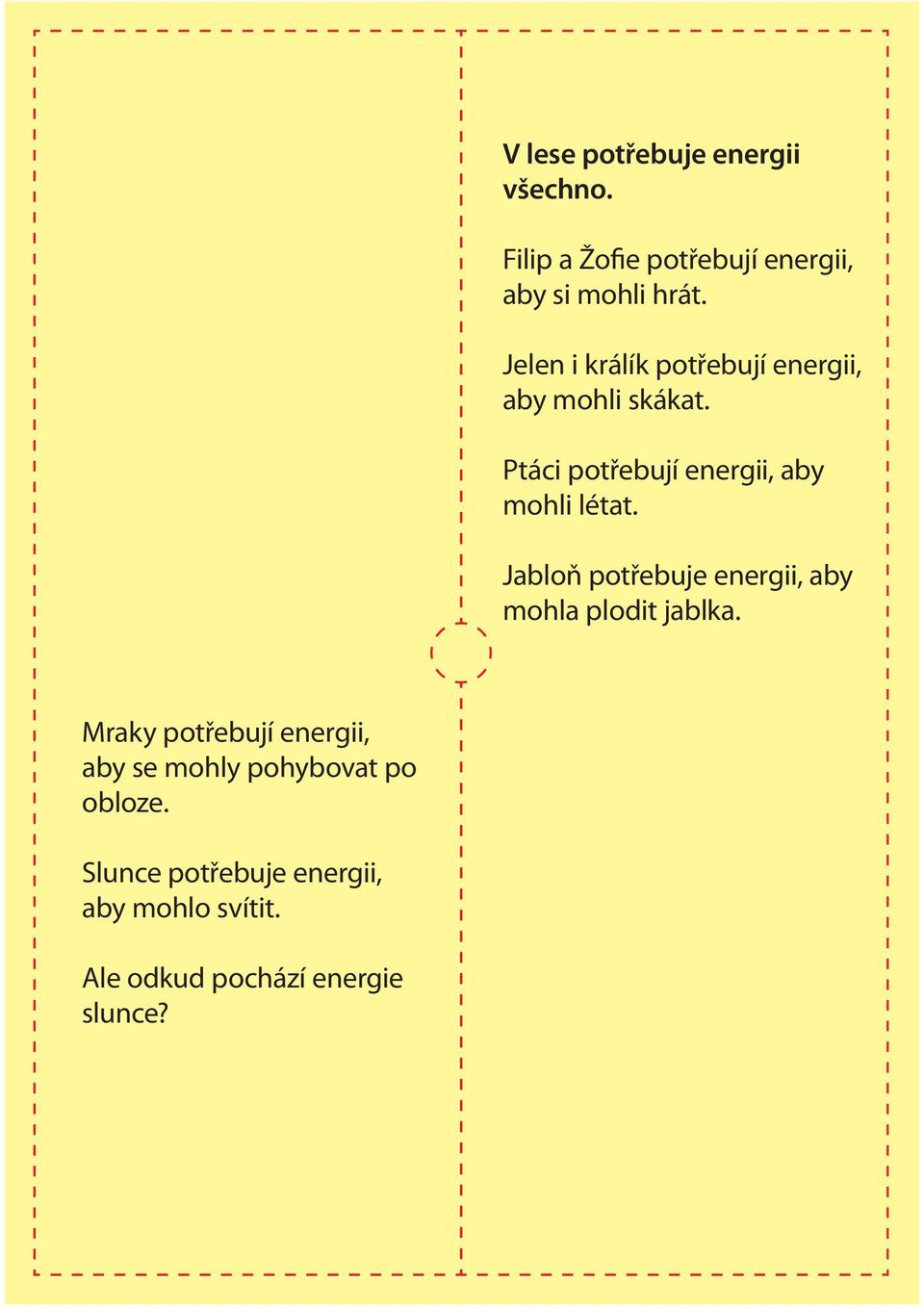 Ptáci potřebují energii, aby mohli létat. Jabloň potřebuje energii, aby mohla plodit jablka.