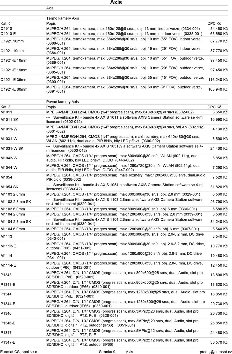 264, termokamera, max. 384x288@30 sn/s., obj. 19 mm (29 FOV), indoor verze, (0384-001) MJPEG/H.264, termokamera, max. 384x288@30 sn/s., obj. 10 mm (55 FOV), outdoor verze, (0389-001) MJPEG/H.