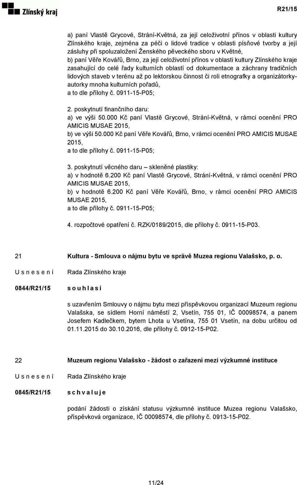 tradičních lidových staveb v terénu až po lektorskou činnost či roli etnografky a organizátorkyautorky mnoha kulturních pořadů, a to dle přílohy č. 0911-15-P05; 2.