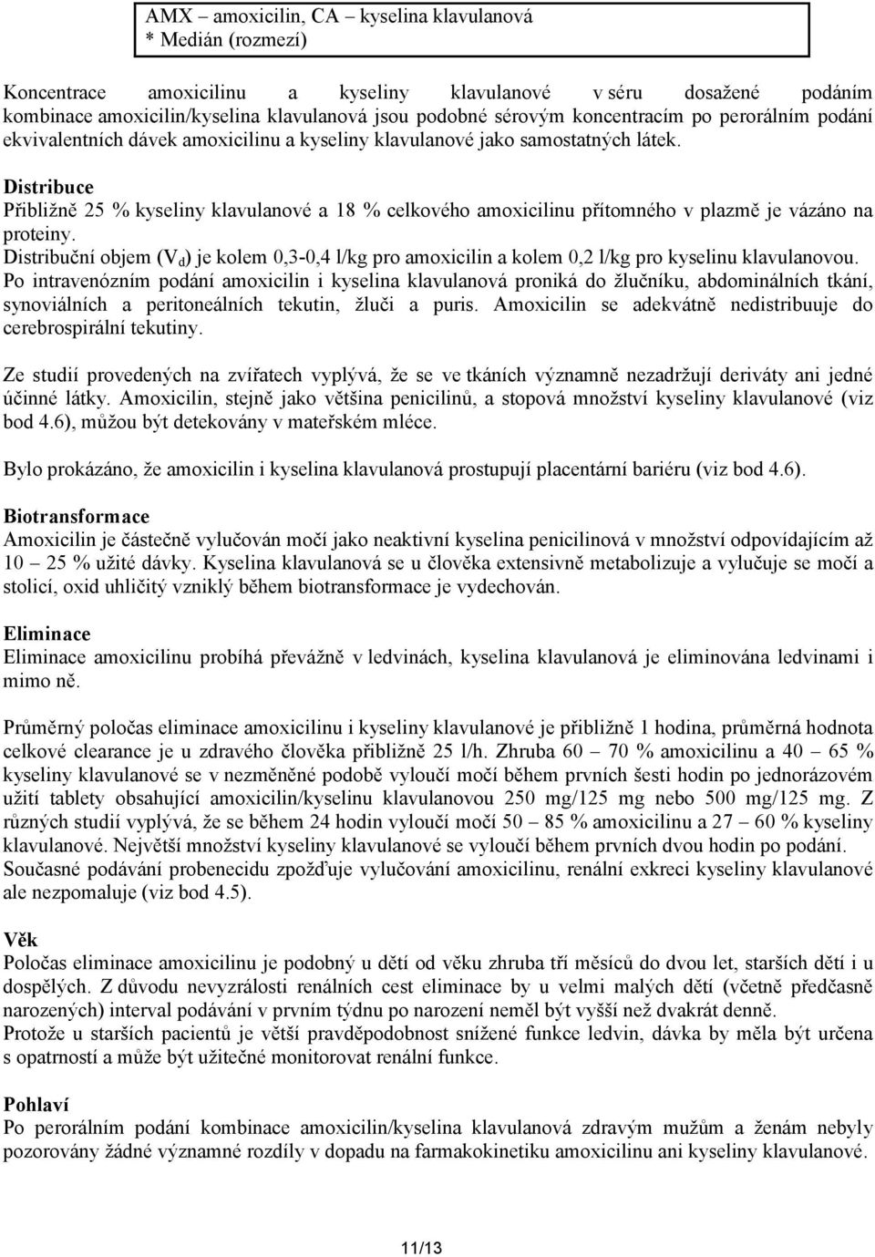 Distribuce Přibližně 25 % kyseliny klavulanové a 18 % celkového amoxicilinu přítomného v plazmě je vázáno na proteiny.