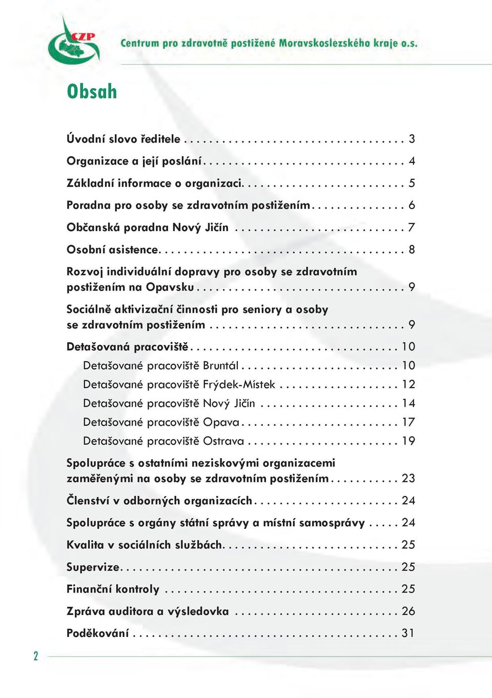 ...................................... 8 Rozvoj individuální dopravy pro osoby se zdravotním postižením na Opavsku................................. 9 Sociálně aktivizační činnosti pro seniory a osoby se zdravotním postižením.