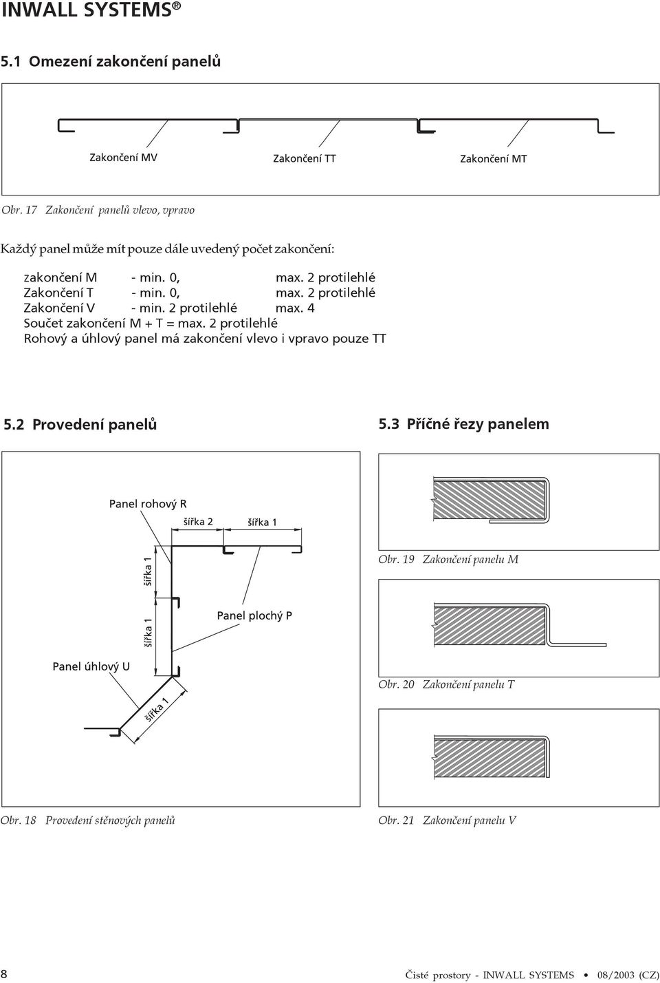 2 protilehlé Zakončení T - min. 0, max. 2 protilehlé Zakončení V - min. 2 protilehlé max. 4 Součet zakončení M + T = max.