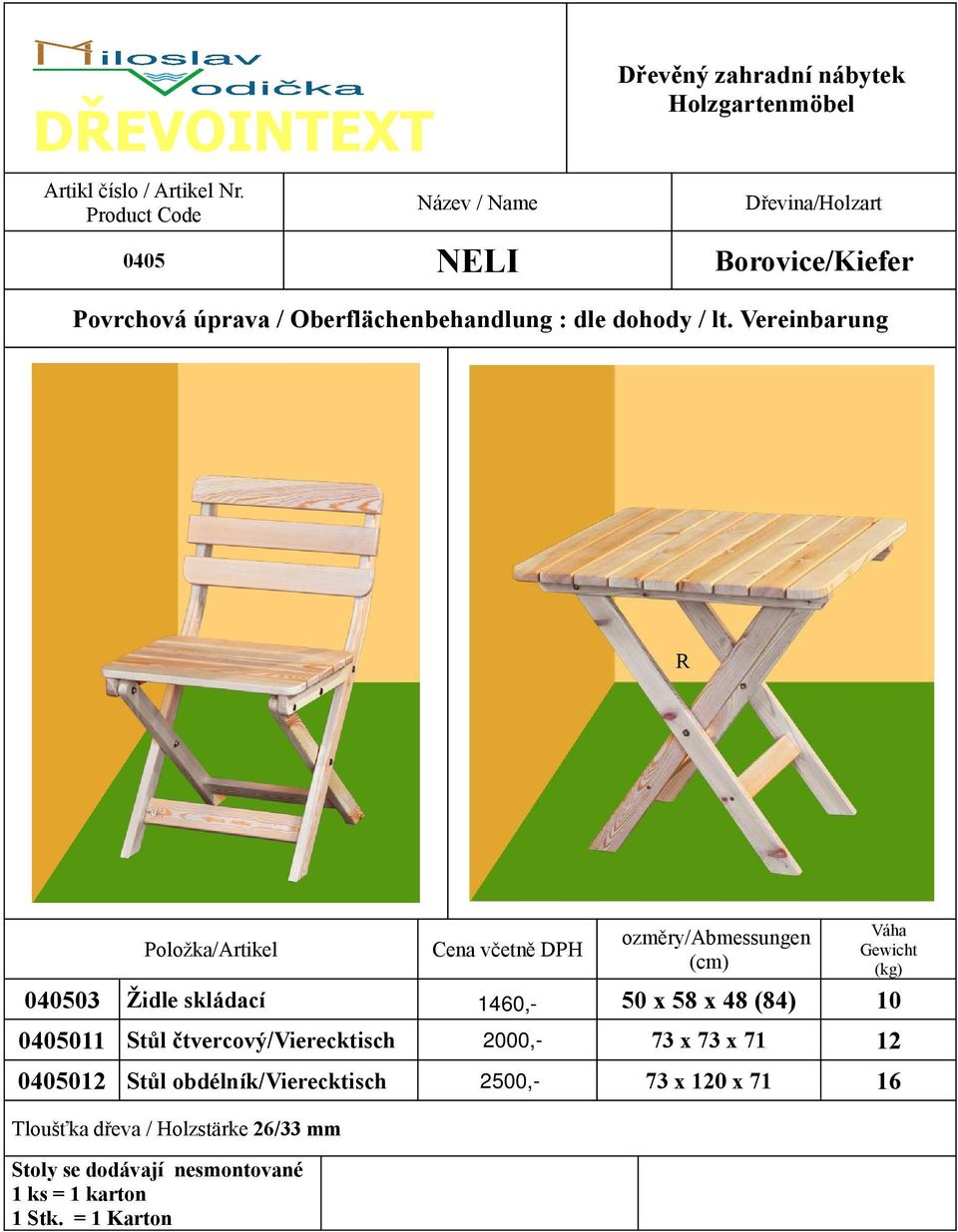 73 x 73 x 71 12 0405012 Stůl obdélník/vierecktisch 2500,- 73 x 120 x 71 16 Tloušťka