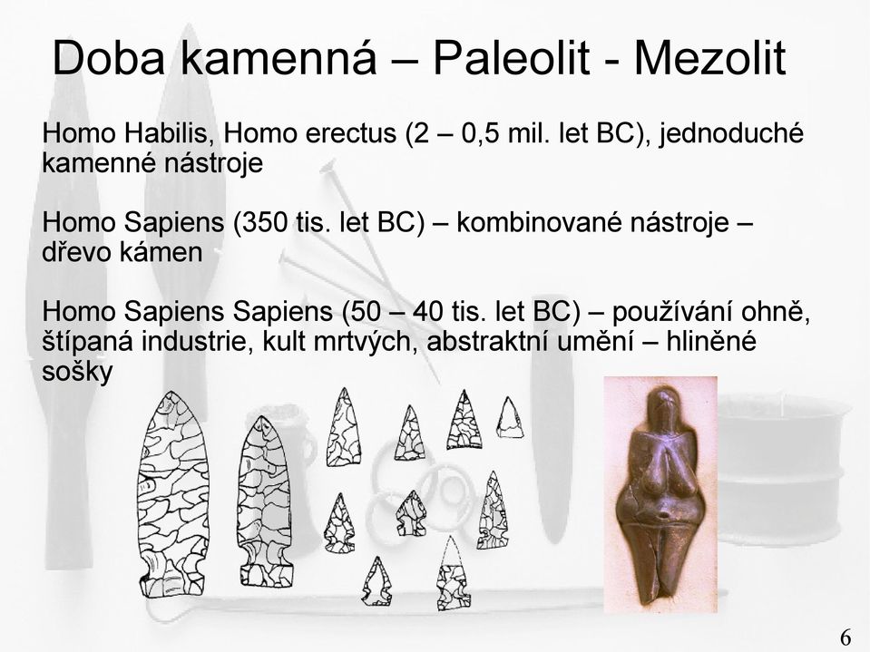 let BC) kombinované nástroje dřevo kámen Homo Sapiens Sapiens (50 40 tis.