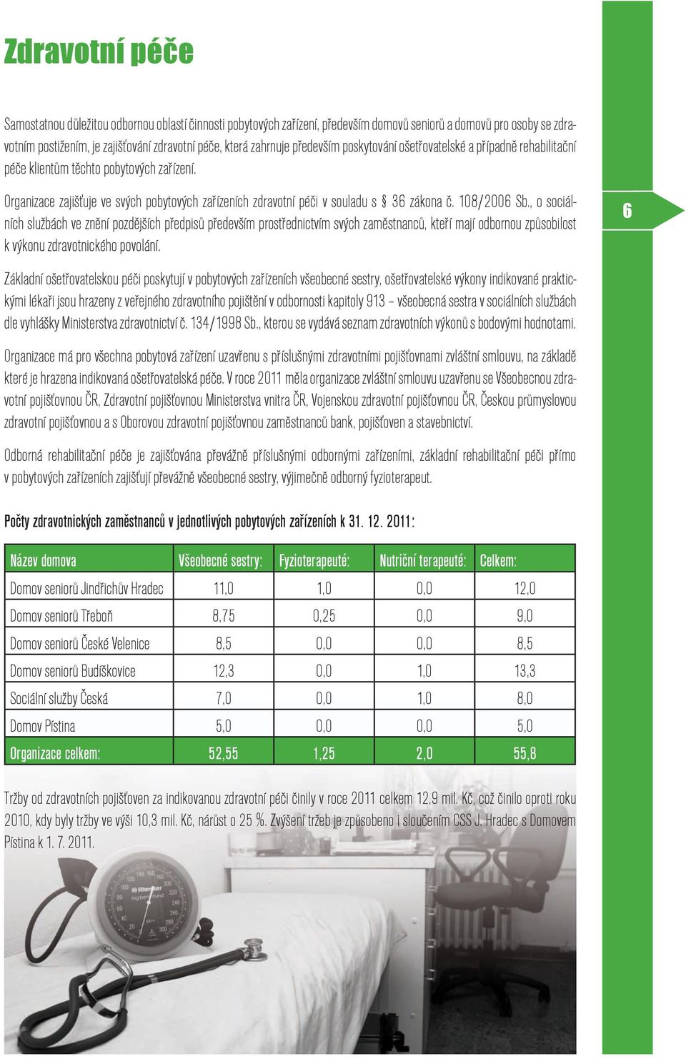 108/2006 Sb., o sociálních službách ve znění pozdějších předpisů především prostřednictvím svých zaměstnanců, kteří mají odbornou způsobilost k výkonu zdravotnického povolání.