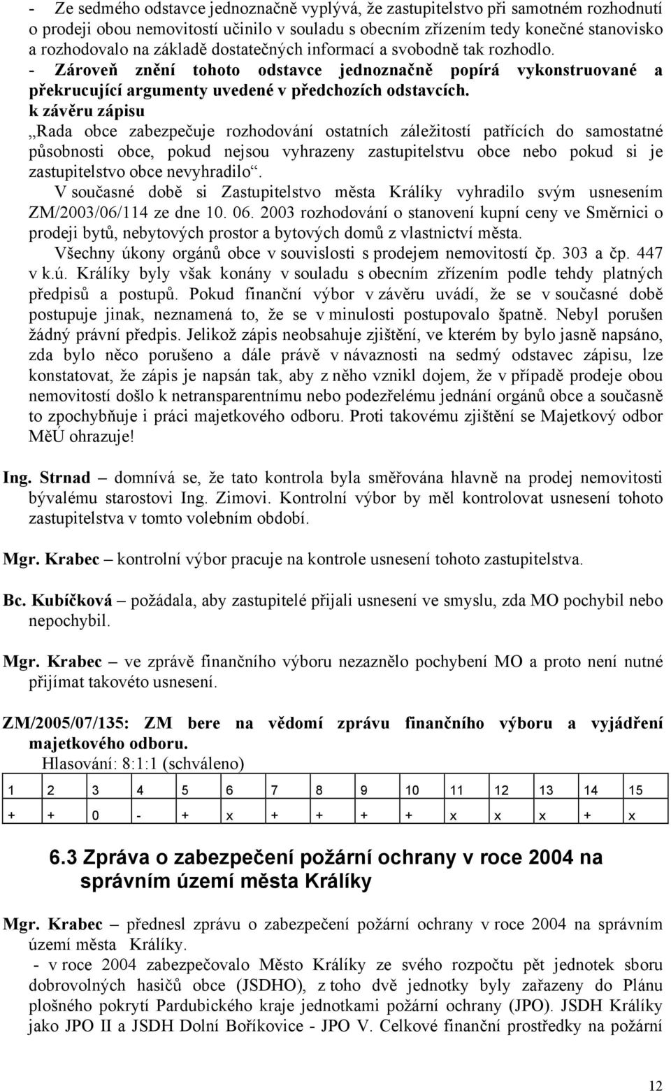 k závěru zápisu Rada obce zabezpečuje rozhodování ostatních záležitostí patřících do samostatné působnosti obce, pokud nejsou vyhrazeny zastupitelstvu obce nebo pokud si je zastupitelstvo obce