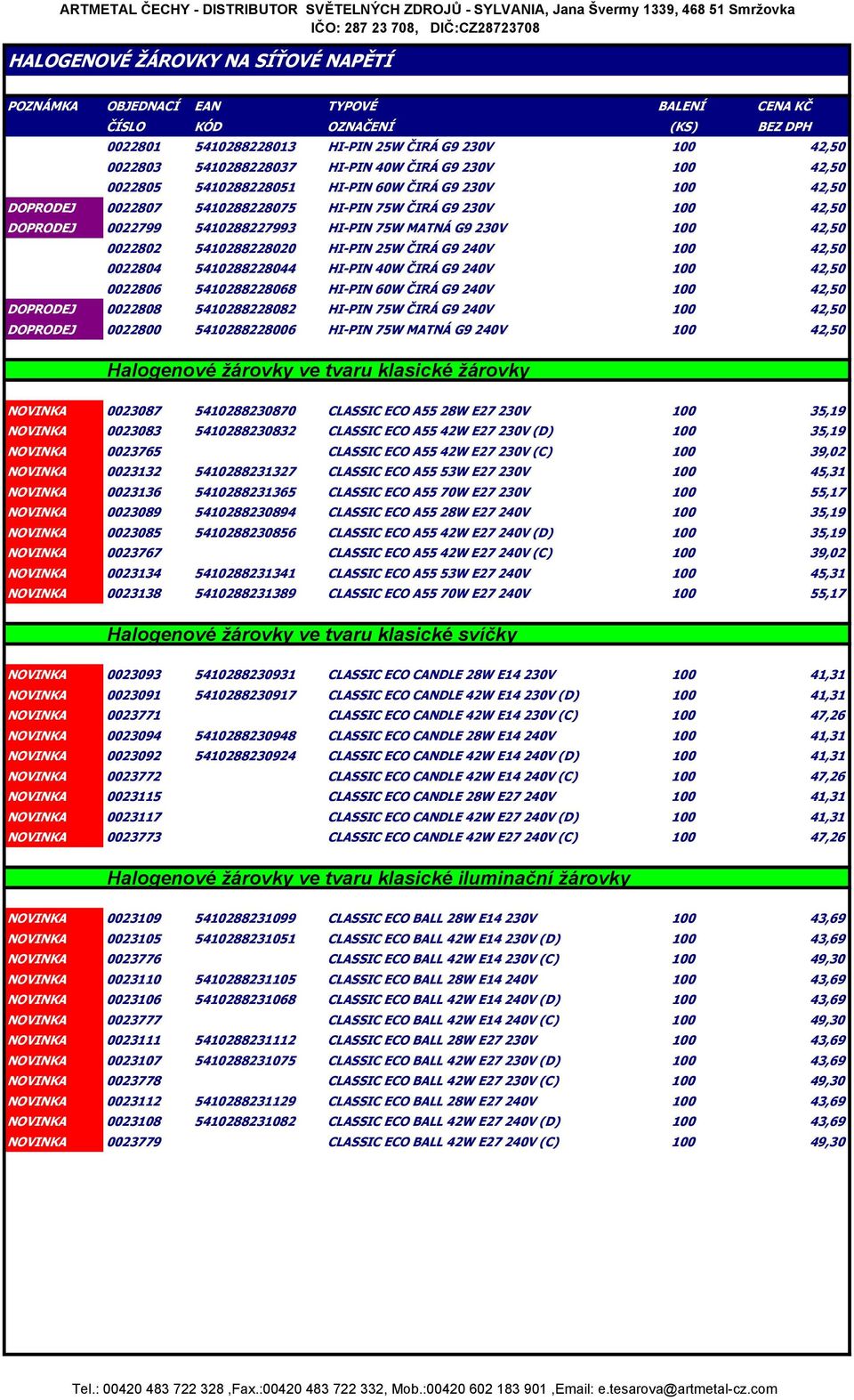 0022804 5410288228044 HI-PIN 40W ČIRÁ G9 240V 100 42,50 0022806 5410288228068 HI-PIN 60W ČIRÁ G9 240V 100 42,50 DOPRODEJ 0022808 5410288228082 HI-PIN 75W ČIRÁ G9 240V 100 42,50 DOPRODEJ 0022800