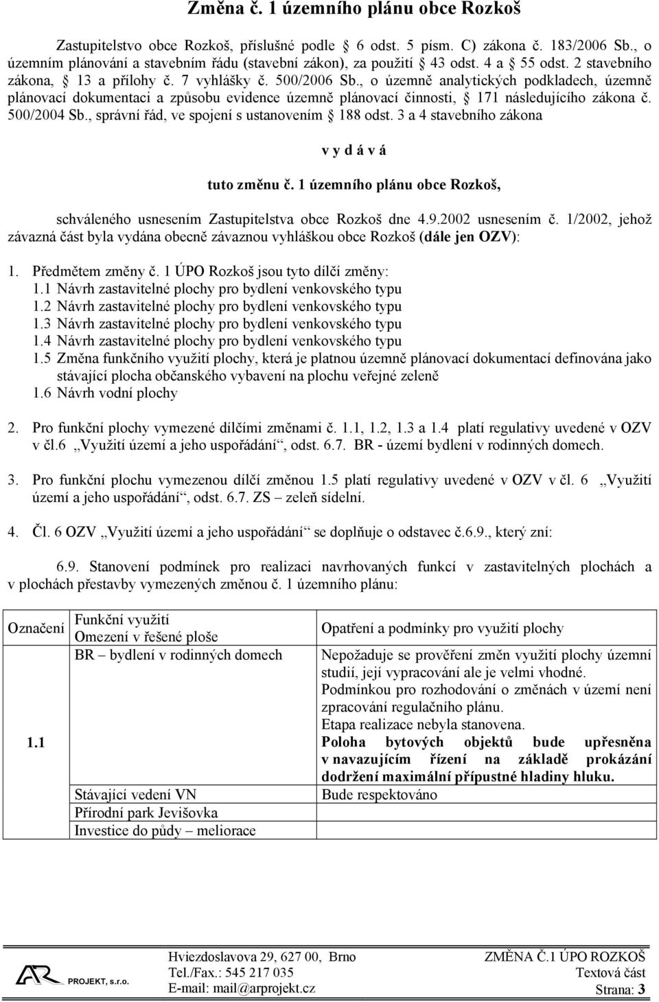 , o územně analytických podkladech, územně plánovací dokumentaci a způsobu evidence územně plánovací činnosti, 171 následujícího zákona č. 500/2004 Sb., správní řád, ve spojení s ustanovením 188 odst.