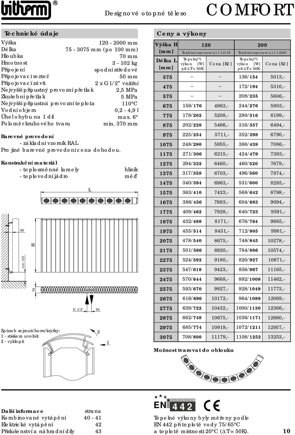 3 mm H L 375 475 575 675 775 875 975 075 75 275 375 475 575 675 775 875 975 2075 275 2275 2375 2475 2575 2675 2775 2875 2975 3075 epelný*) při = 50K 56/76 79/202 202/228 225/254 248/280 27/306