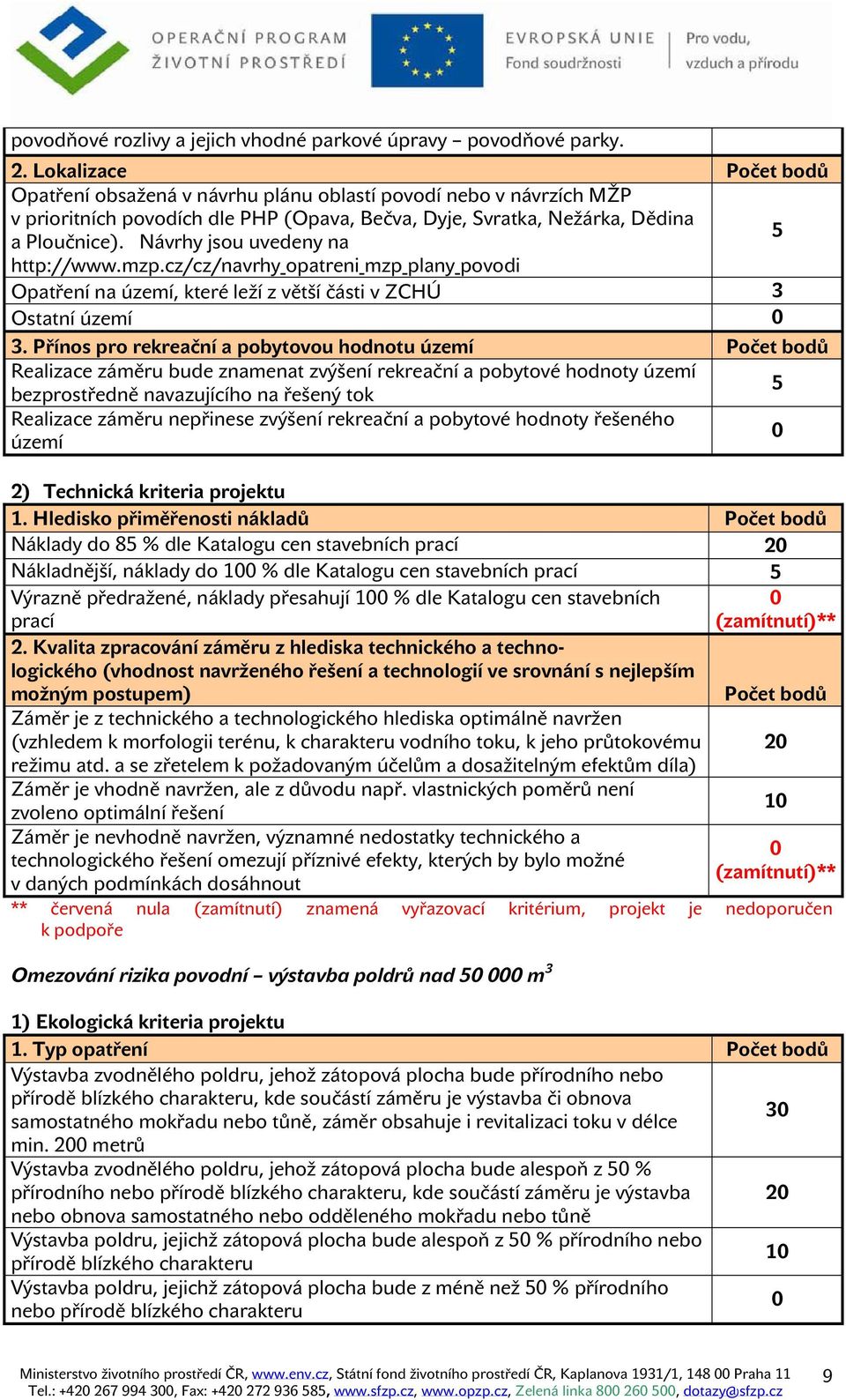 Návrhy jsou uvedeny na http://www.mzp.cz/cz/navrhy_opatreni_mzp_plany_povodi Opatření na území, které leží z větší části v ZCHÚ 3 Ostatní území 3.