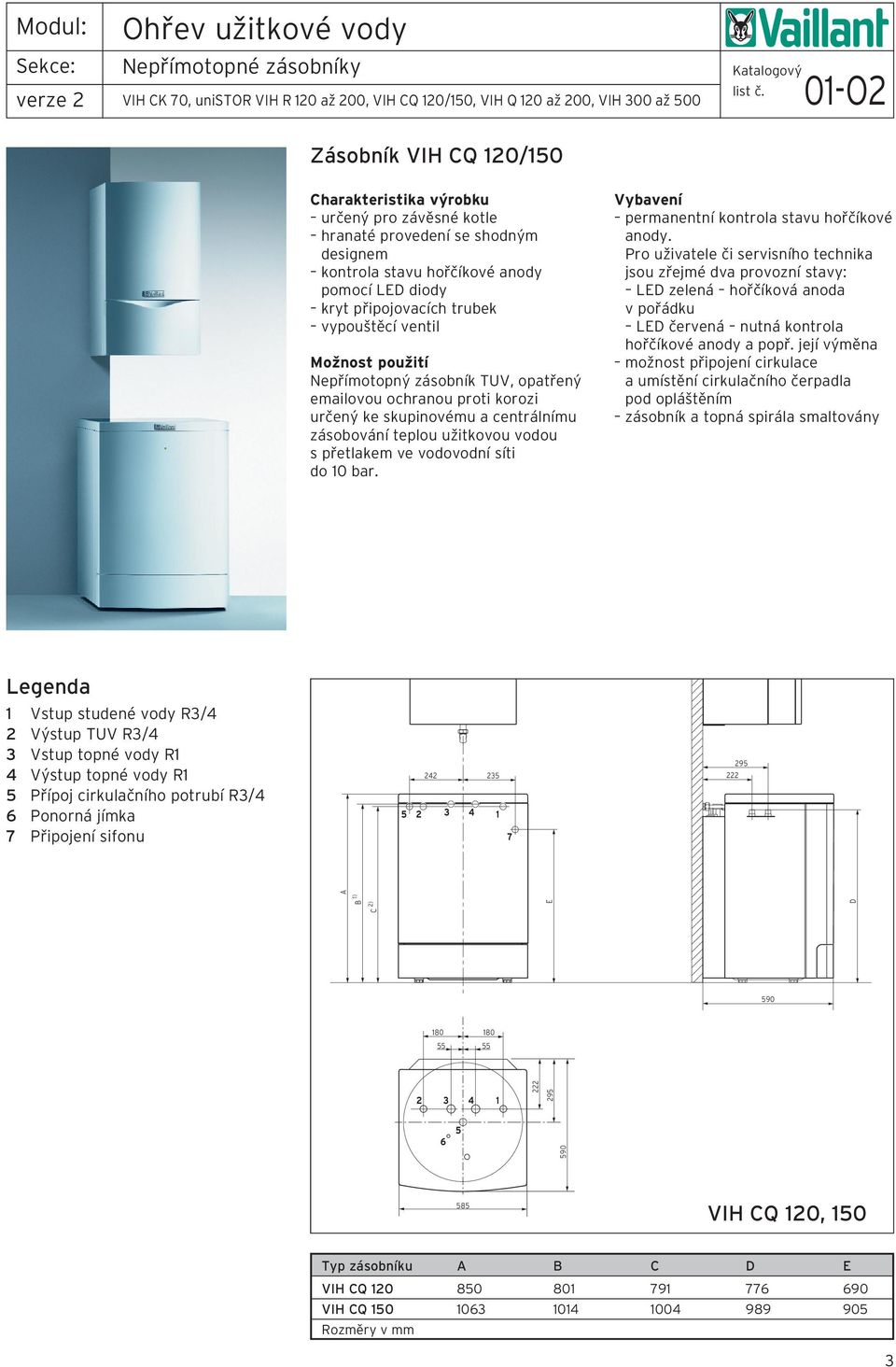 centrálnímu zásobování teplou užitkovou vodou s přetlakem ve vodovodní síti do 0 bar. Vybavení permanentní kontrola stavu hořčíkové anody.