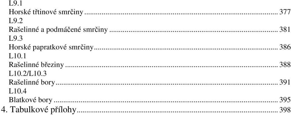 3 Horské papratkové smrčiny... 386 L10.1 Rašelinné březiny.