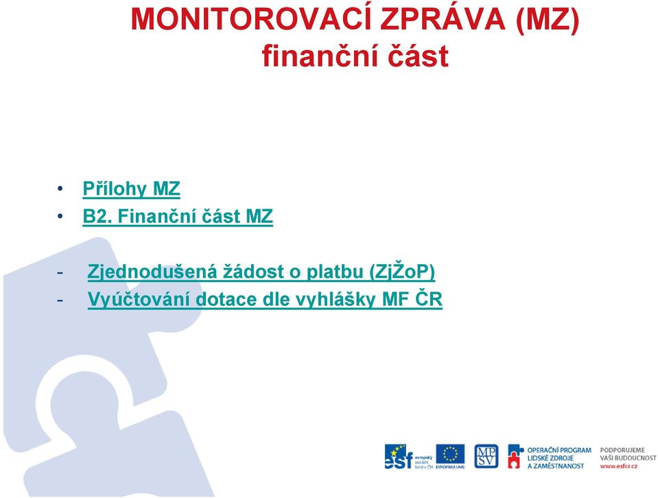 Finanční část MZ - Zjednodušená