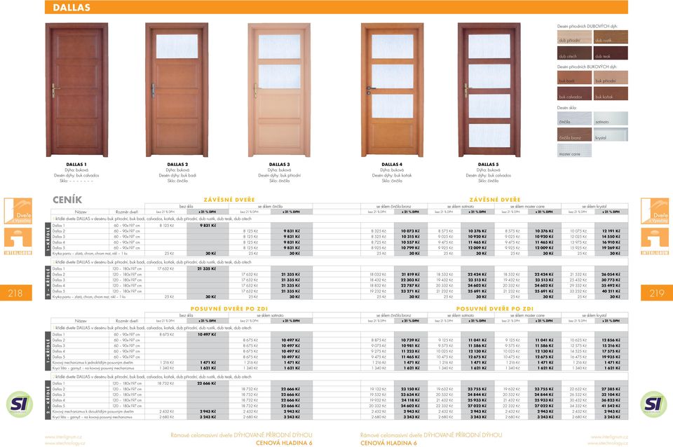 DVEŘE ZÁVĚSNÉ DVEŘE bez skla se sklem činčila se sklem činčila bronz se sklem se sklem master carre se sklem krystal Název Rozměr dveří bez 21 % DPH s 21 % DPH bez 21 % DPH s 21 % DPH bez 21 % DPH s