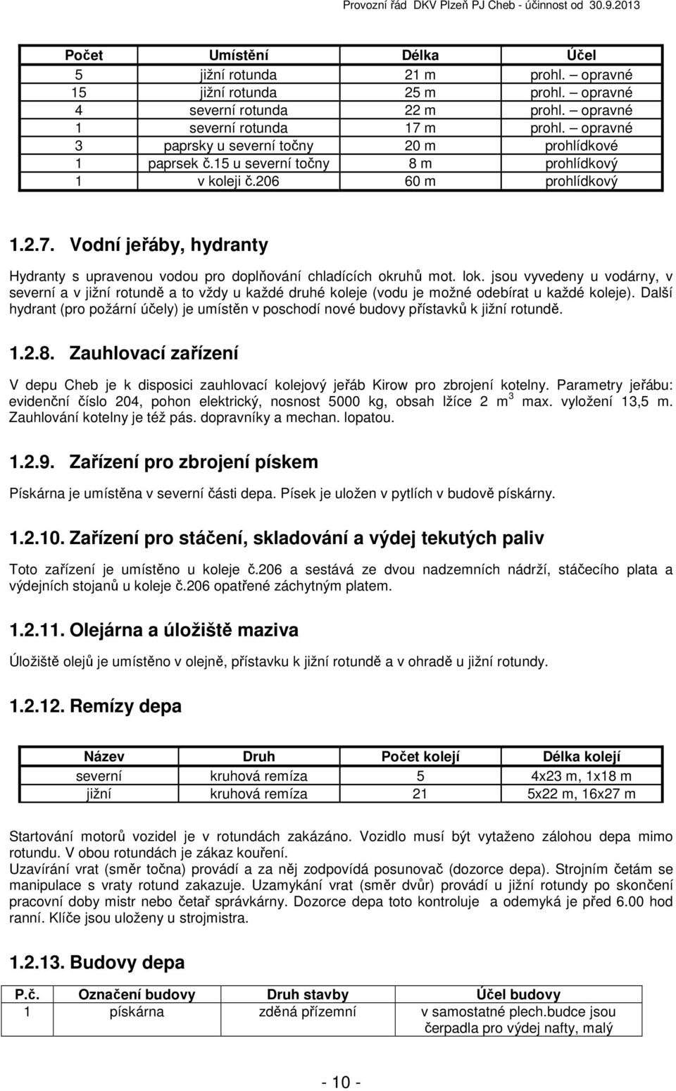 lok. jsou vyvedeny u vodárny, v severní a v jižní rotundě a to vždy u každé druhé koleje (vodu je možné odebírat u každé koleje).