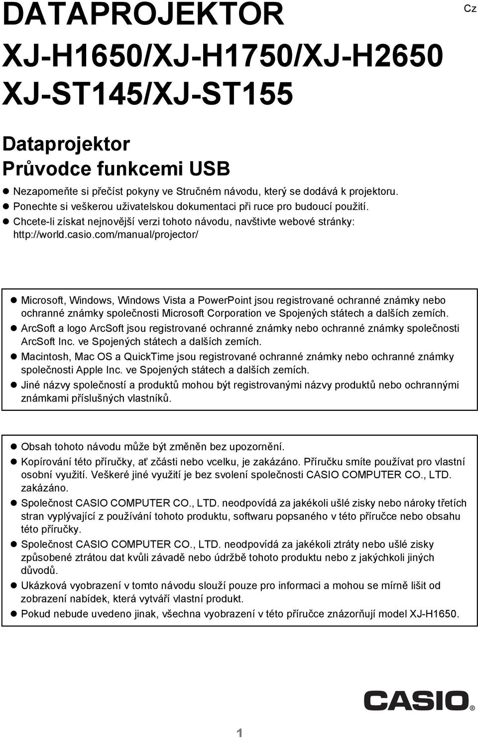 com/manual/projector/ Microsoft, Windows, Windows Vista a PowerPoint jsou registrované ochranné známky nebo ochranné známky společnosti Microsoft Corporation ve Spojených státech a dalších zemích.