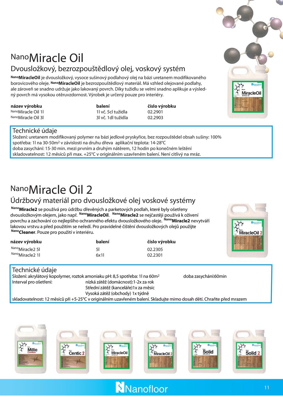 2901 02.2903 je dvousložkový, vysoce sušinový podlahový olej na bázi uretanem modifikovaného borovicového oleje. MiracleOil je bezrozpouštědlový materiál.