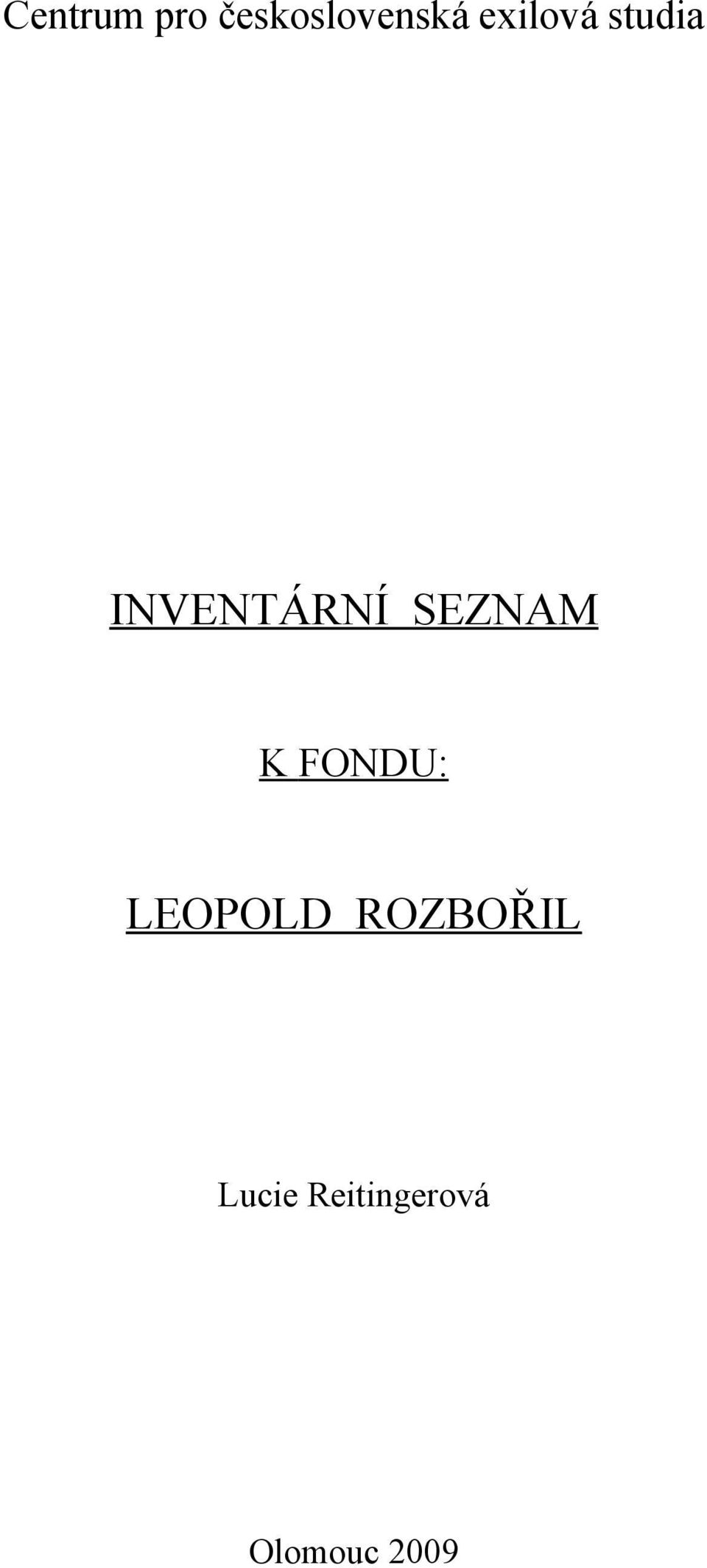 SEZNAM K FONDU: LEOPOLD