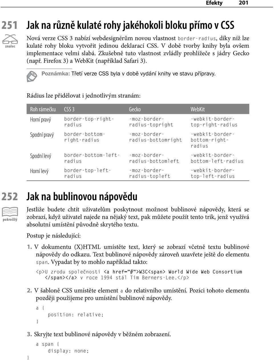 Poznámka: Třetí verze CSS byla v době vydání knihy ve stavu přípravy.