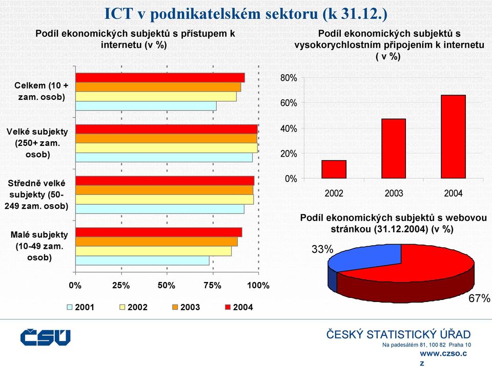 připojením k internetu ( v %) Celkem (10 + am. osob) Velké subjekty (250+ am.