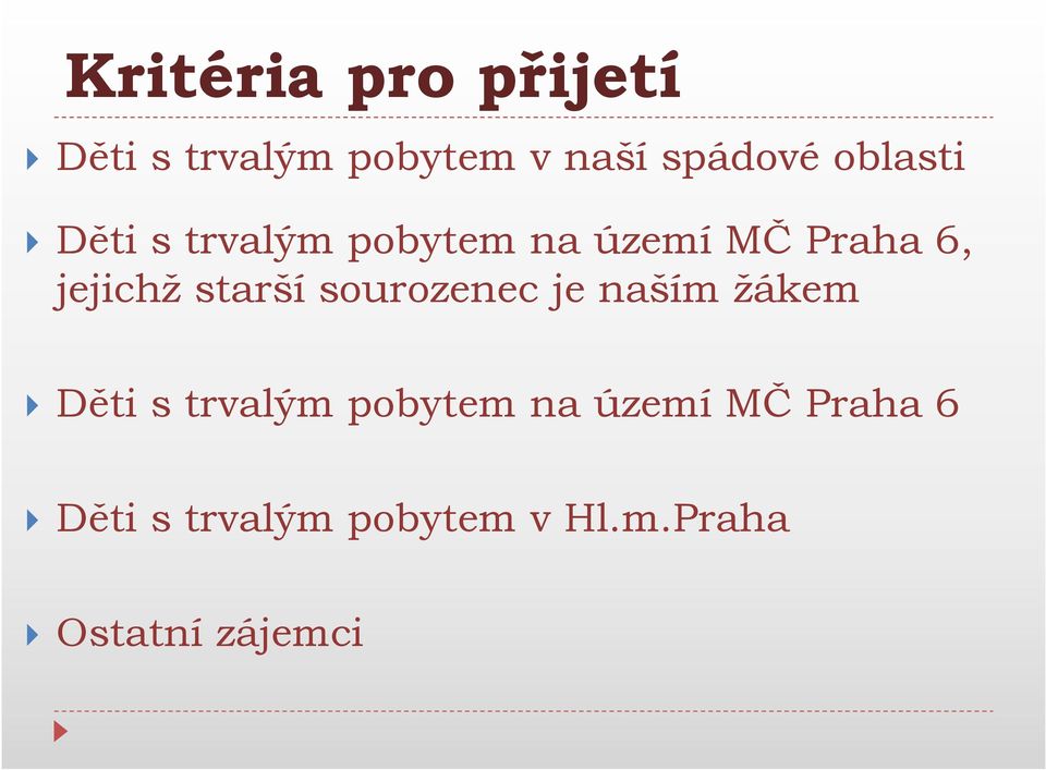 starší sourozenec je naším žákem Děti s trvalým pobytem na