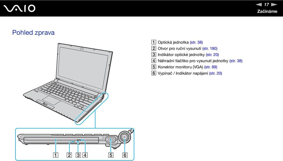 190) C Indikátor optické jednotky (str.