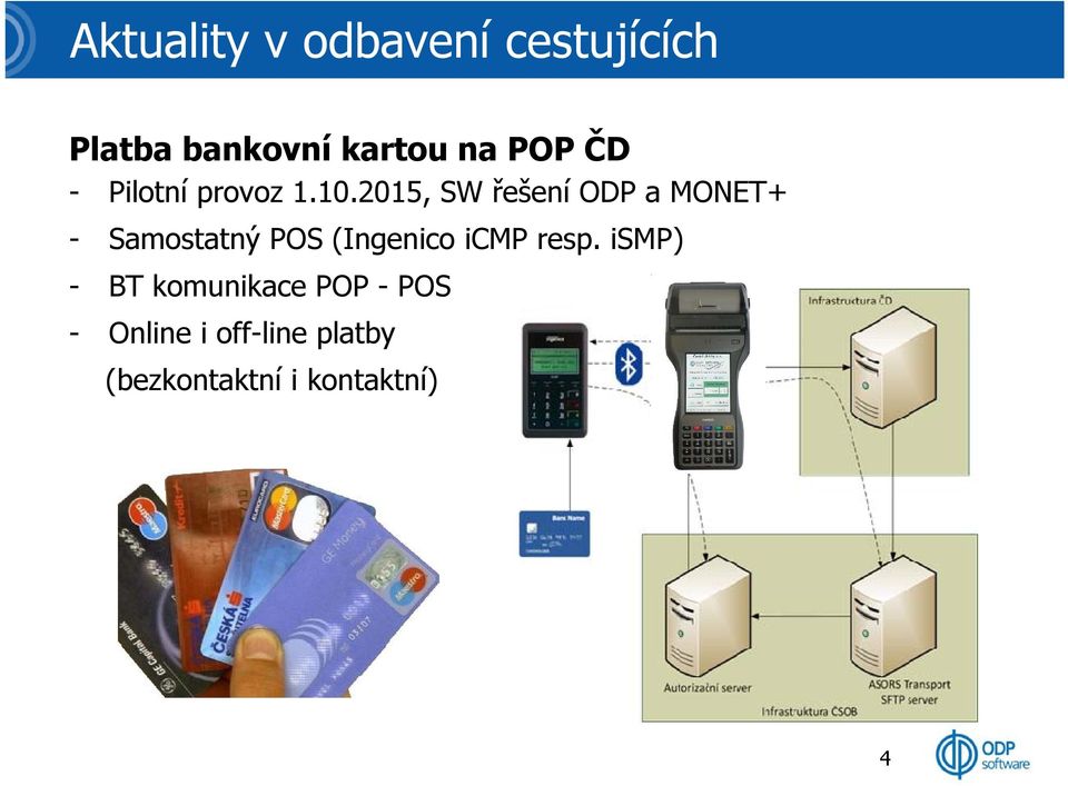 2015, SW řešení ODP a MONET+ - Samostatný POS (Ingenico icmp