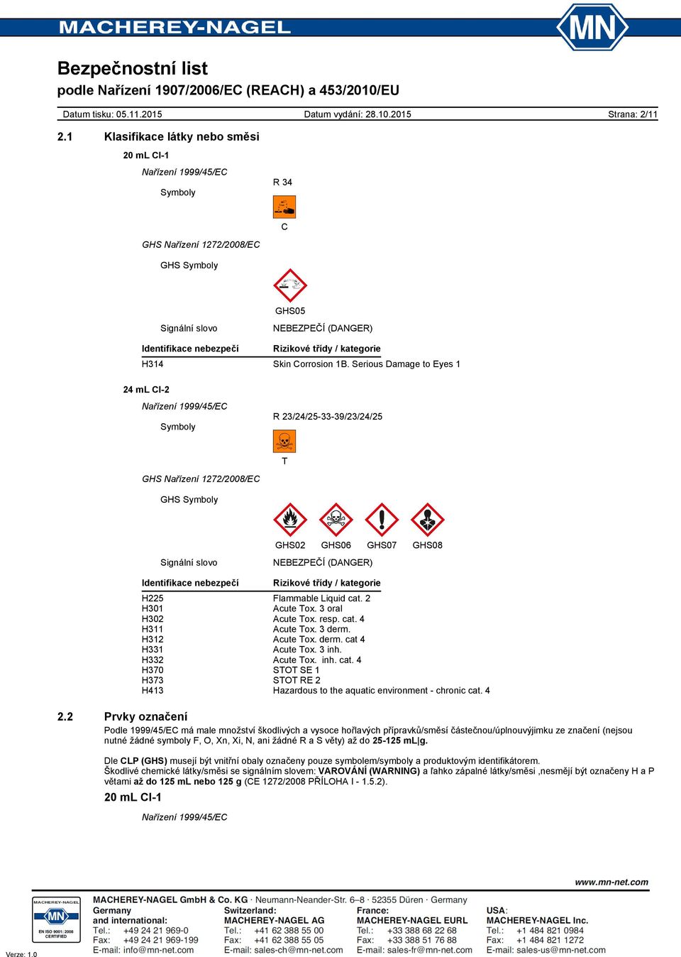 Skin Corrosion 1B.