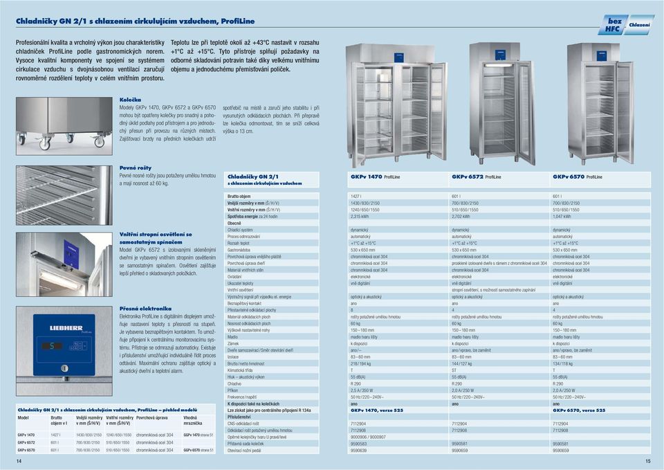 Teplotu lze při teplotě okolí až + C nastavit v rozsahu. Tyto přístroje splňují požadavky na odborné skladování potravin také díky velkému vnitřnímu objemu a jednoduchému přemisťování poliček.