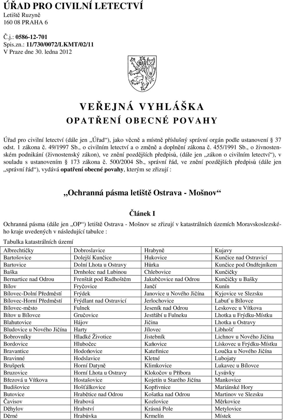 , o civilním letectví a o změně a doplnění zákona č. 455/1991 Sb.