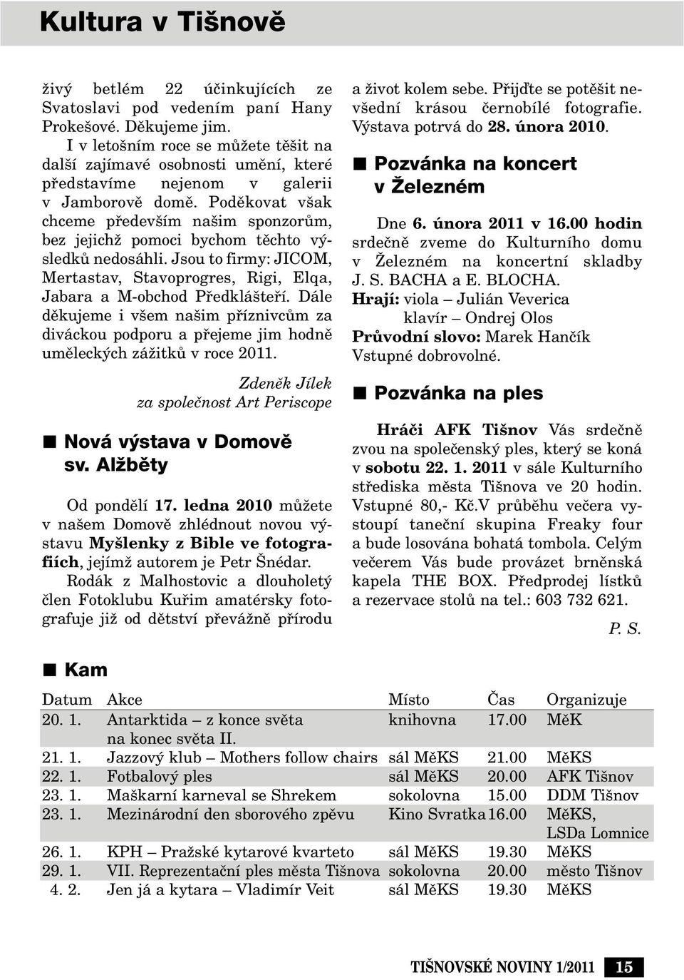 Podûkovat v ak chceme pfiedev ím na im sponzorûm, bez jejichï pomoci bychom tûchto v sledkû nedosáhli. Jsou to firmy: JICOM, Mertastav, Stavoprogres, Rigi, Elqa, Jabara a M-obchod Pfiedklá tefií.