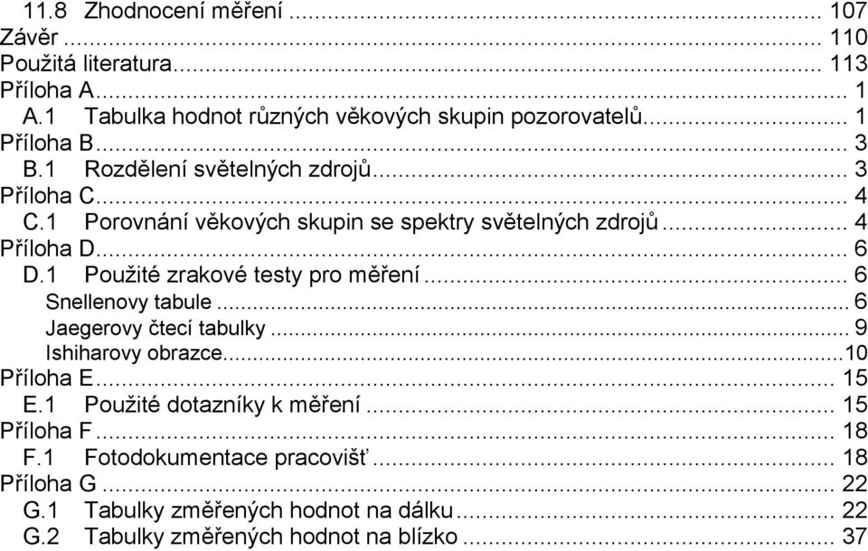 1 Použité zrakové testy pro měření... 6 Snellenovy tabule... 6 Jaegerovy čtecí tabulky... 9 Ishiharovy obrazce...10 Příloha E... 15 E.