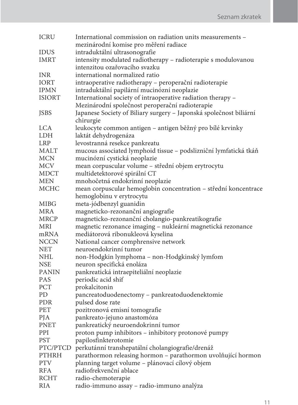 ISIORT International society of intraoperative radiation therapy Mezinárodní spoleènost peroperaèní radioterapie JSBS Japanese Society of Biliary surgery Japonská spoleènost biliární chirurgie LCA