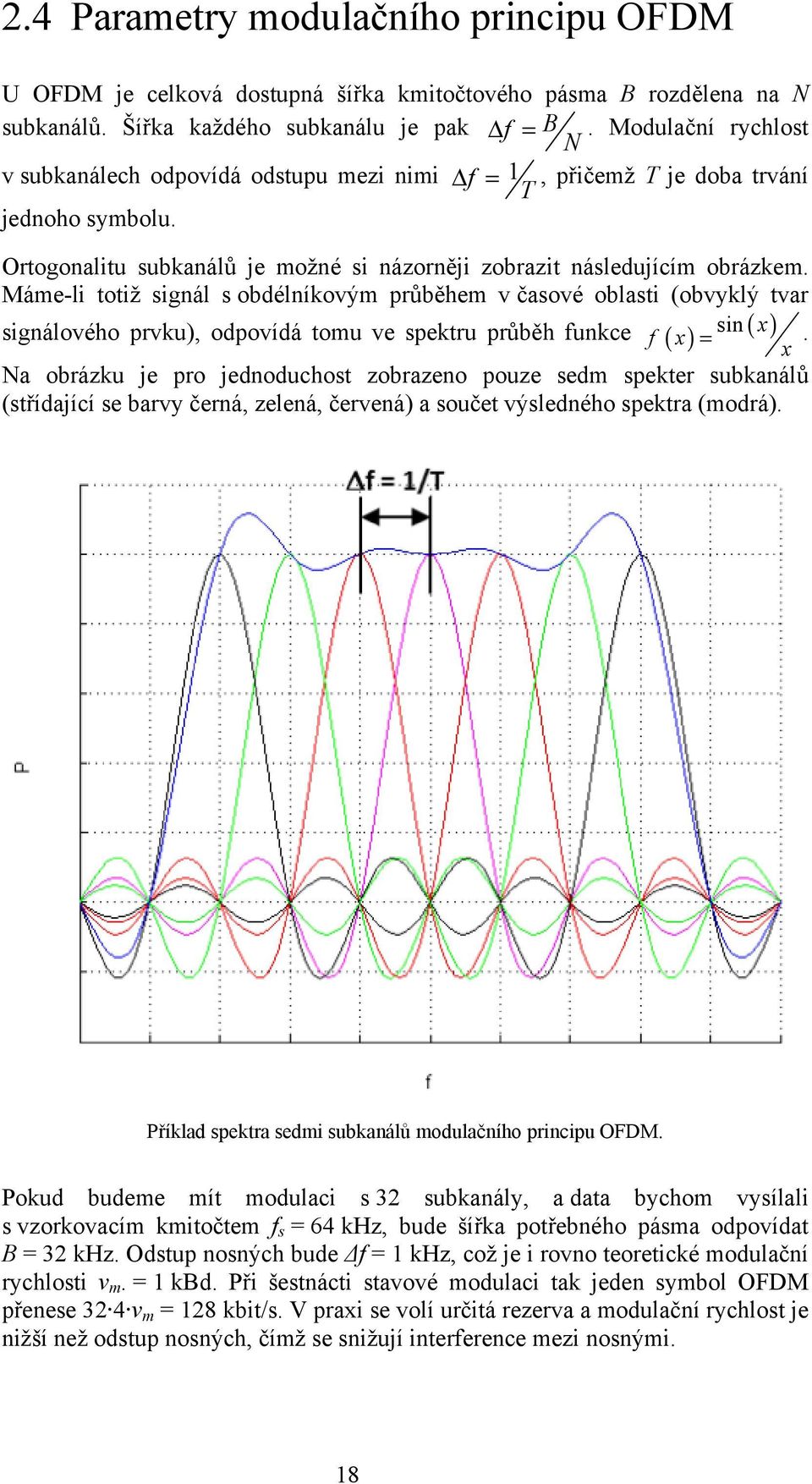 Máme-li totiž signál s obdélníkovým průběhem v časové oblasti (obvyklý tvar signálového prvku), odpovídá tomu ve spektru průběh funkce sin ( ) ( x) f x =.