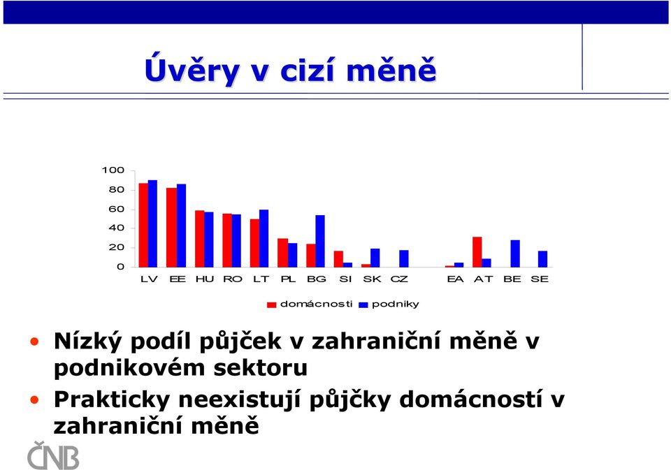 podíl půjček v zahraniční měně v podnikovém