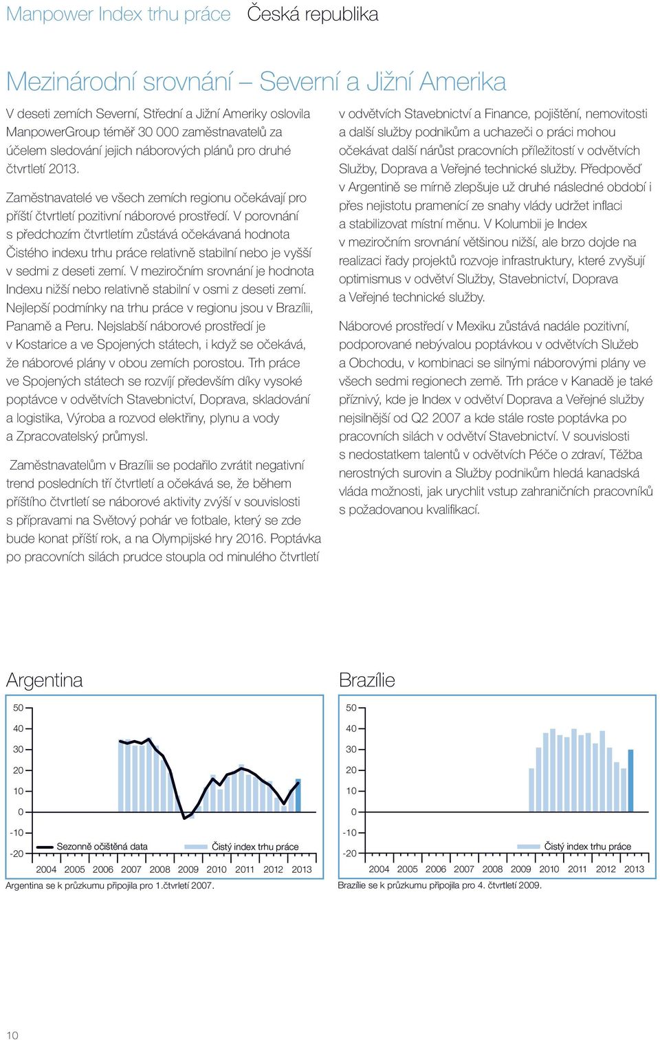 V porovnání s předchozím čtvrtletím zůstává očekávaná hodnota Čistého indexu trhu práce relativně stabilní nebo je vyšší v sedmi z deseti zemí.