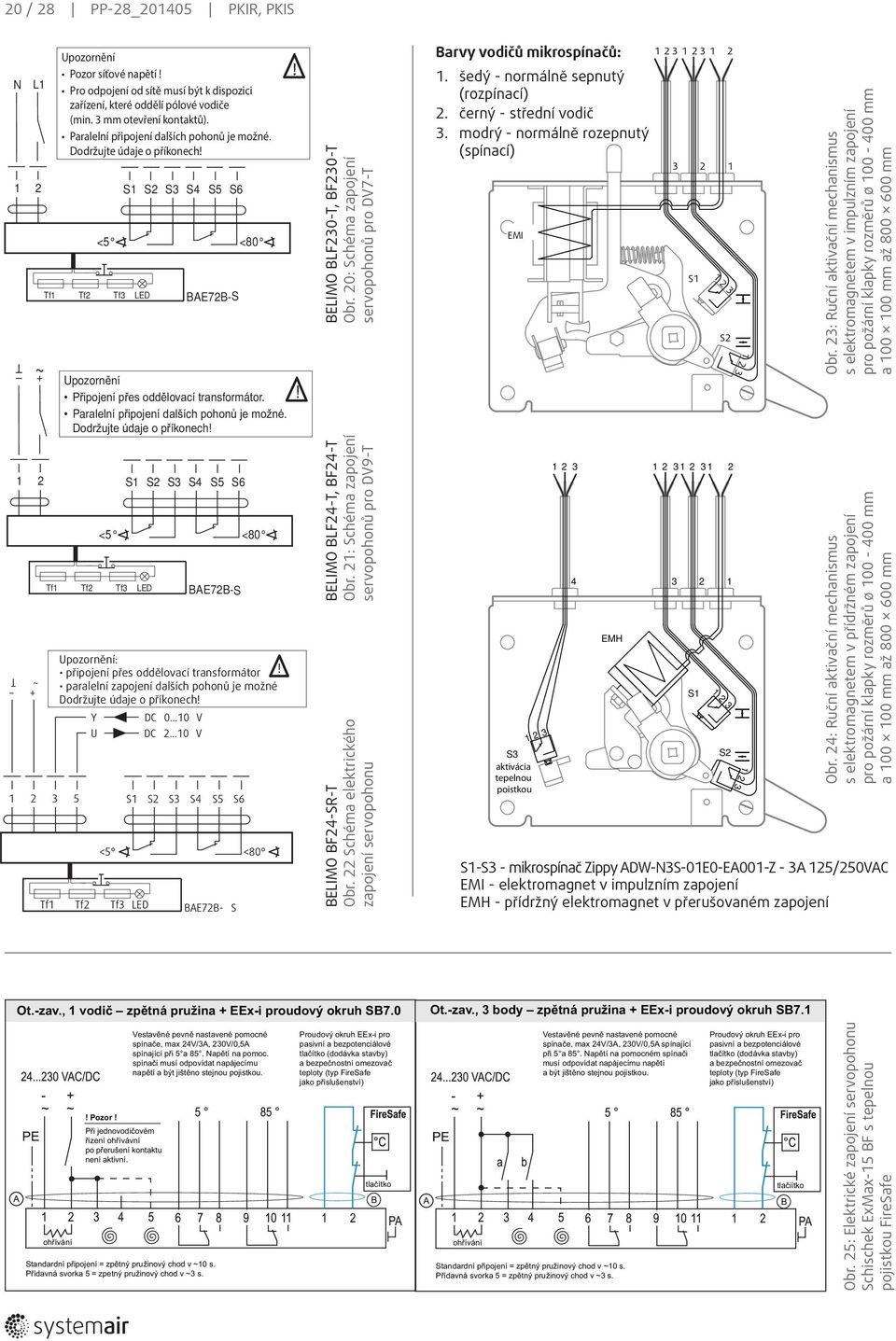 S5 S6 <5 <80 Tf Tf Tf LED Y U Tf Tf Tf LED DC 0 0 V DC 0 V BAE7B-S! S S S S4 S5 S6 <5 <80 BAE7B- S! BELIMO BLF0-T, BF0-T Obr. 0: Schéma zapojení servopohonů pro DV7-T BELIMO BLF4-T, BF4-T Obr.