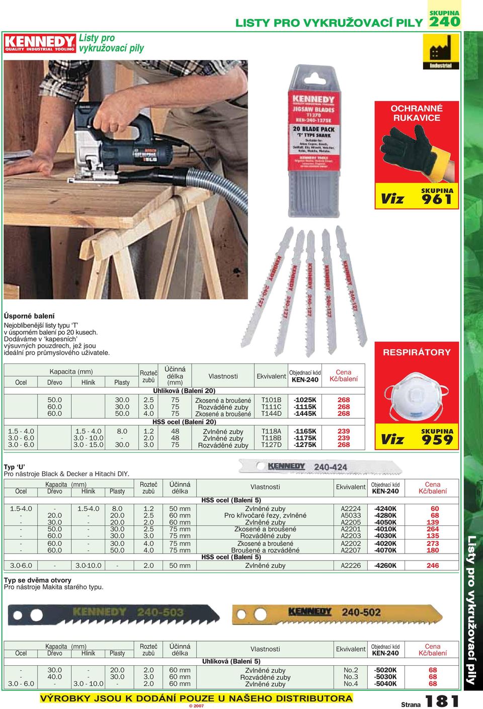 Kapacita Úãinná Rozteã délka Vlastnosti Ekvivalent Ocel Dfievo Hliník Plasty zubû KEN-240 Kã/balení Uhlíková (Balení 20) 50.0 30.0 2.5 75 Zkosené a brou ené T101B -1025K 268 60.0 30.0 3.0 75 Rozvádûné zuby T111C -1115K 268 60.